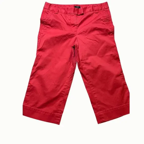 J Crew Pink Cropped Chino Pants Size 8 Perfect Fit Pink Bold Spring - Picture 1 of 7
